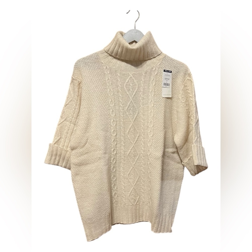 WoolOvers Lambswool Long Cable Polo Neck Sweater – Small - Picture 2 of 5